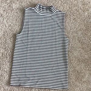 Sleeveless Striped Mock Neck Top